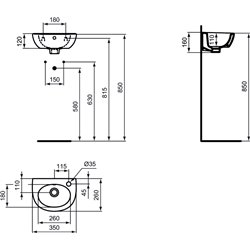 Lave-mains Ulysse E898501 35x26 cm simple