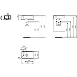 Lave-mains Strada II T299501 45x27 cm version gauche