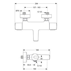 Mitigeur thermostatique bain-douche A4623AA Ceratherm 100 projection 164 mm