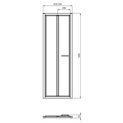 Porte de douche accès de face K9283EO Connect 2 70 cm profilés argent brillant