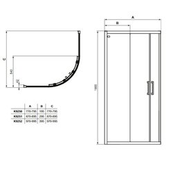 Paroi de douche accès d'angle K9250EO Connect 2 80 cm profilés argent brillant