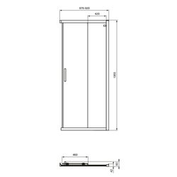 Porte de douche accès d'angle K9261EO Connect 2 90 cm profilés argent brillant