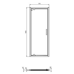 Porte de douche accès de face K9268EO Connect 2 80 cm profilés argent brillant