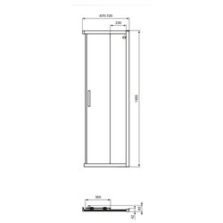 Porte de douche accès d'angle K9257EO Connect 2 70 cm profilés argent brillant