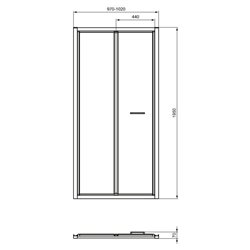 Porte de douche accès de face K9289EO Connect 2 100 cm profilés argent brillant