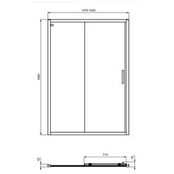 Porte de douche accès de face K9278EO Connect 2 140 cm profilés argent brillant