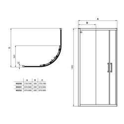 Paroi de douche accès d'angle K9251EO Connect 2 90 cm profilés argent brillant