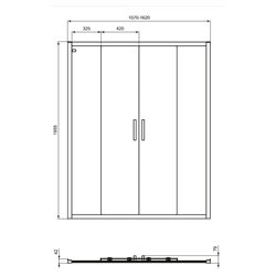 Porte de douche accès de face K9282EO Connect 2 160 cm profilés argent brillant