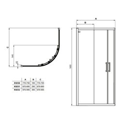 Paroi de douche accès d'angle K9252EO Connect 2 100 cm profilés argent brillant