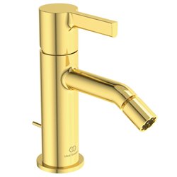 Mitigeur bidet monotrou BC784A2 Joy or brossé, avec tirette et vidage bonde métal