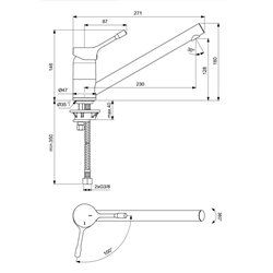 Mitigeur évier monotrou BC292AA Ceralook bec tube orientable, H 160 mm
