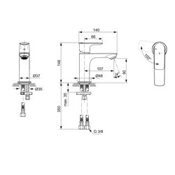 Mitigeur lavabo monotrou A7011GN Connect Air gris orage, sans tirette ni vidage