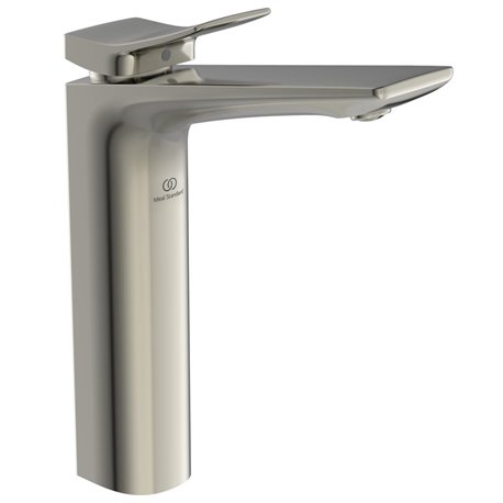 Mitigeur lavabo monotrou BC757GN Check réhaussé, gris orage, tirette et vidage bonde métal