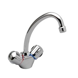 Mélangeur lavabo monotrou D1603AA Ulysse tête 1/2 à clapet guidé, tirette et vidage bonde polypropylène à clapet rentrant