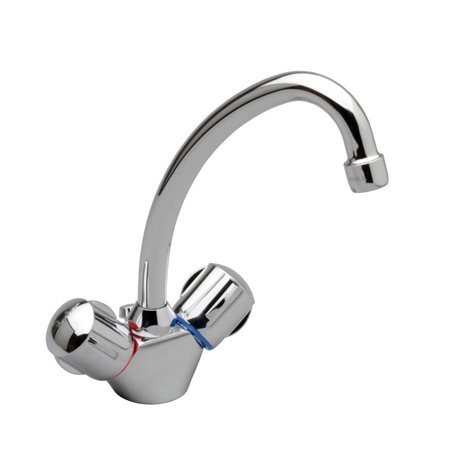 Mélangeur lavabo monotrou D1603AA Ulysse tête 1/2 à clapet guidé, tirette et vidage bonde polypropylène à clapet rentrant