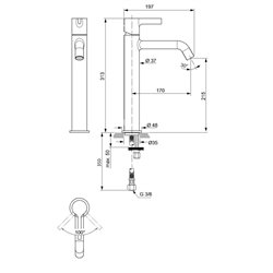 Mitigeur lavabo monotrou BC782AA Joy réhaussé, chrome, sans tirette ni vidage