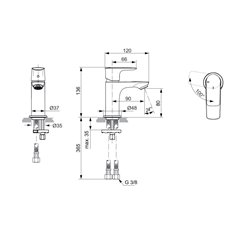 Mitigeur lavabo monotrou A7019A5 Piccolo Connect Air gris magnétique, sans tirette ni vidage