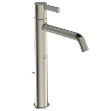 Mitigeur lavabo monotrou BC781GN Joy réhaussé, gris orage, tirette et vidage bonde métal