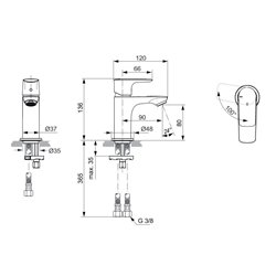 Mitigeur lavabo monotrou A7019AA Piccolo Connect Air chrome, sans tirette ni vidage