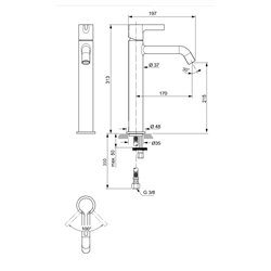 Mitigeur lavabo monotrou BC782GN Joy réhaussé, gris orage, sans tirette ni vidage
