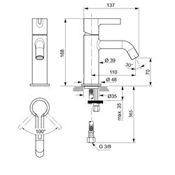 Mitigeur lavabo monotrou BC776A2 Joy or brossé, sans tirette ni vidage