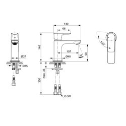 Mitigeur lavabo monotrou A7011AA Connect Air chrome, sans tirette ni vidage