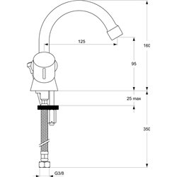 Mélangeur lavabo-lave mains-bidet D1613AA Ulysse tête 1/2 à clapet guidé, tirette et vidage bonde polypropylène à clapet rentran