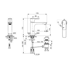 Mitigeur lavabo monotrou A7013AA Grande Connect Air avec tirette et vidage bonde métal