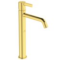 Mitigeur lavabo monotrou BC782A2 Joy réhaussé, or brossé, sans tirette ni vidage