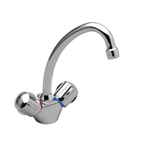 Mélangeur lavabo monotrou D1703AA Ulysse tête 1/2 à disques céramique, tirette et vidage bonde polypropylène à clapet rentrant
