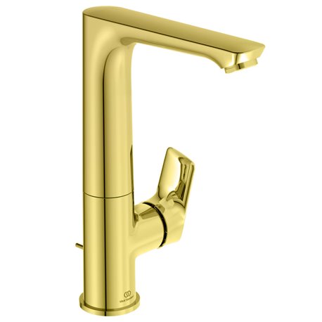 Mitigeur lavabo A7020A2 Connect Air bec haut, or brossé, tirette et vidage bonde métal