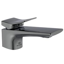 Mitigeur lavabo monotrou BC753A5 Check gris magnétique, tirette et vidage bonde métal