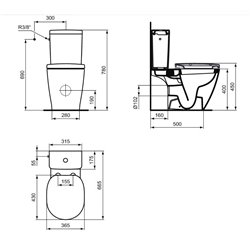 Pack WC E717001 Cube Connect 66,5x36,5 cm