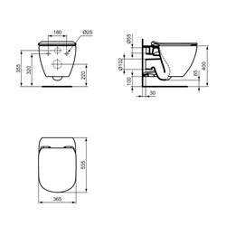 WC suspendu T354601 Tesi 53,5x36,5 cm abattant ultra-fin frein de chute