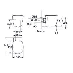 WC suspendu E719601 Connect 54,5x36,5 cm abattant frein de chute
