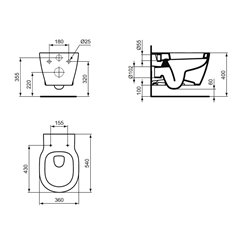 WC suspendu E711601 Connect 54,5x36,5 cm