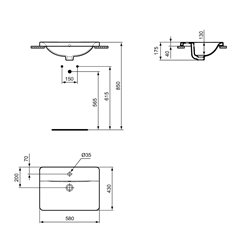 Vasque Connect E504401 58x43 cm avec trop plein