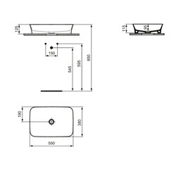 Vasque Ipalyss E207601 Blanc Brillant 55x38 cm sans trop plein et sans plage de robinetterie