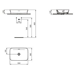 Vasque Ipalyss E2078V6 Grenade 55x38 cm avec trop plein et sans plage de robinetterie