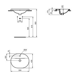 Vasque Connect E503901 55x43 cm avec trop plein