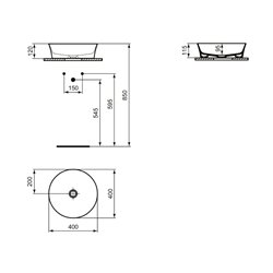 Vasque Ipalyss E1398V9 Ciment Ø40 cm sans trop plein et sans plage de robinetterie