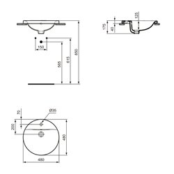 Vasque Connect E504201 Ø48 cm à encastrer par-dessus