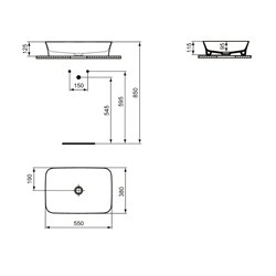 Vasque Ipalyss E2076V1 Soie Blanche 55x38 cm sans trop plein et sans plage de robinetterie