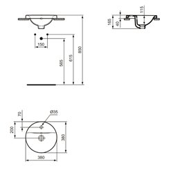 Vasque Connect E504101 Ø38 cm à encastrer par-dessus