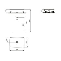 Vasque Ipalyss E2076V6 Grenade 55x38 cm sans trop plein et sans plage de robinetterie