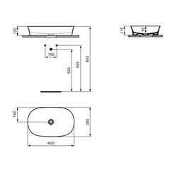 Vasque Ipalyss E1396X9 Sauge 60x38 cm sans trop plein et sans plage de robinetterie