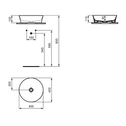 Vasque Ipalyss E1398V1 Soie Blanche Ø40 cm sans trop plein et sans plage de robinetterie
