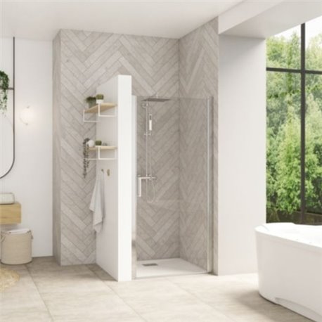 Smart Design P sans seuil PA9052NTNE 130cm Noir grainé Verre transparent Smart Design P sans seuil PA9052NTNE 130cm Noir grainé Verre transparent