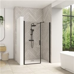 Smart Design Porte centrale sans seuil PA9065NTNE 160cm Noir grainé Verre transparent