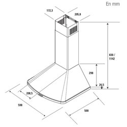 Hotte décorative AD1046X murale 603 m3/h